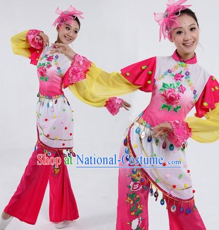 Traditional Chinese Flower Contemporary Costumes and Headpiece for Women