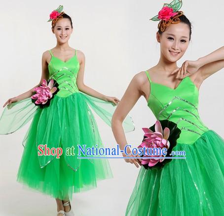 Traditional Chinese Lotus Contemporary Costumes and Headpiece for Women