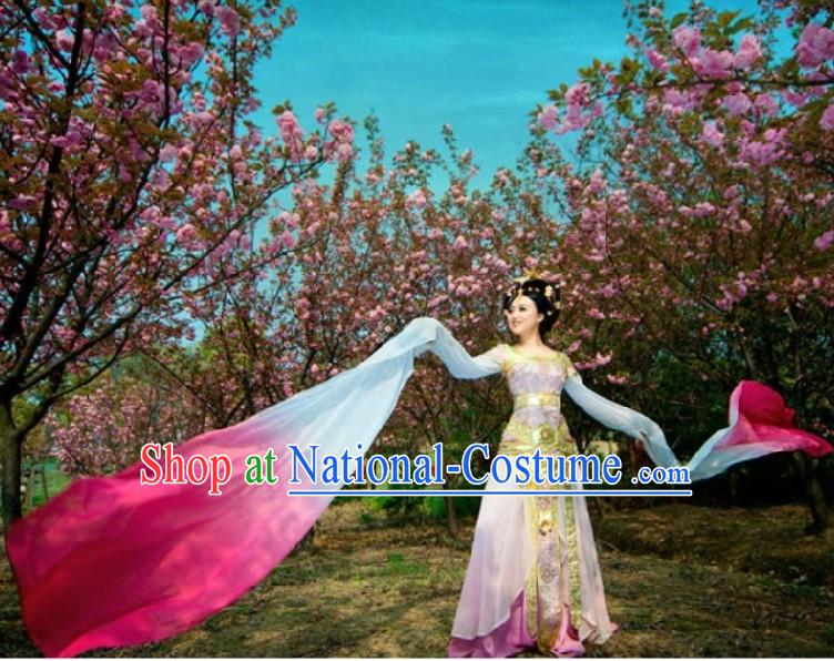 Ancient Chinese Pink Palace Dancer Costumes and Headpiece for Women