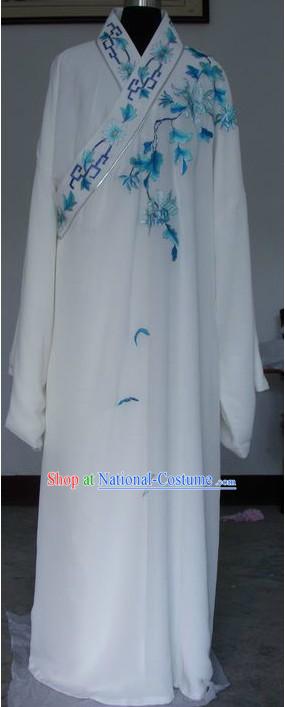 Ancient Chinese Opera White Long Sleeve Robe for Men