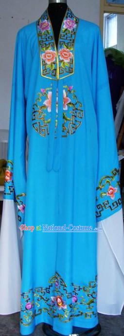 Ancient Chinese Opera Blue Long Sleeve Robe for Men