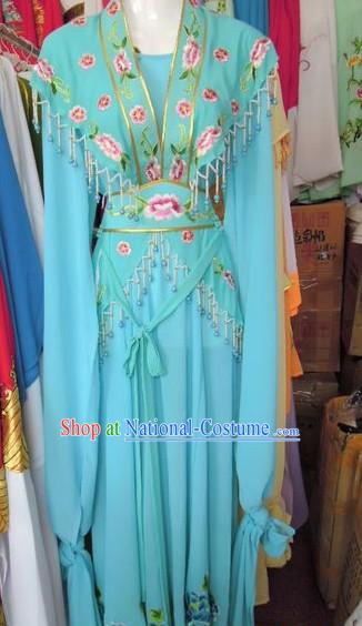 Ancient Chinese Opera Blue Young Lady Costumes