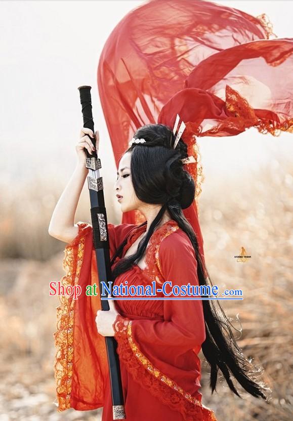 Ancient Chinese Red Wedding Dress Complete Set for Brides