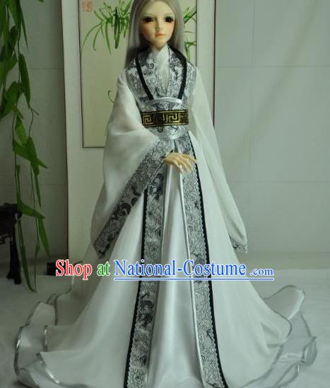 Ancient Chinese White Hanfu Clothing Complete Set for Men