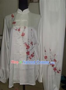 Traditional Chinese White Silk Martial Arts Clothes