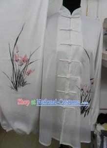 Traditional Chinese White Silk Orchid Martial Arts Uniforms