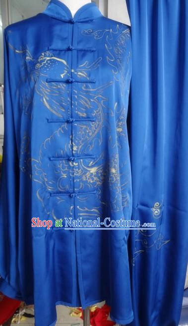 Chinese Classical Blue Dragon Gong Fu Wu Shu Clothes