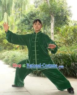 Traditional China Green Velvet Kung Fu Uniforms