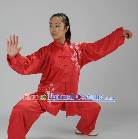 Traditional Chinese Red Taiji Martial Arts Clothing for Women