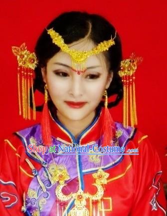 Chinese Classical Wedding Bridal Forehead Accessories and Hairpins