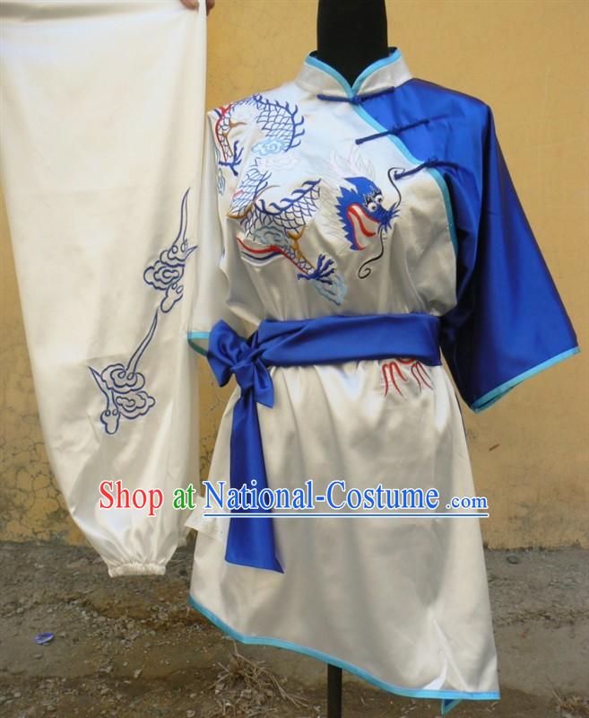 Traditional Chinese Short Sleeve Dragon Embroidery Contest Martial Arts Clothes