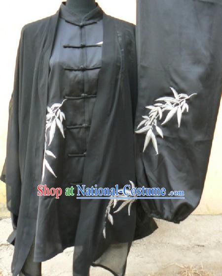 Black Long Sleeves Martial Arts and Tai Ji Clothing Complete Set