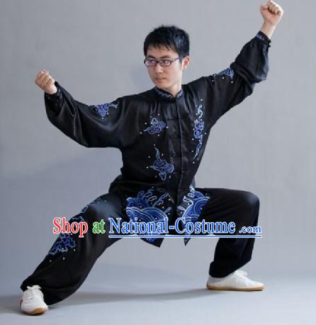 Traditional Chinese Black Kung Fu Tai Chi Martial Arts Uniform