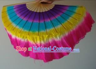 Rainbow Color Chinese Silk Dance Fan