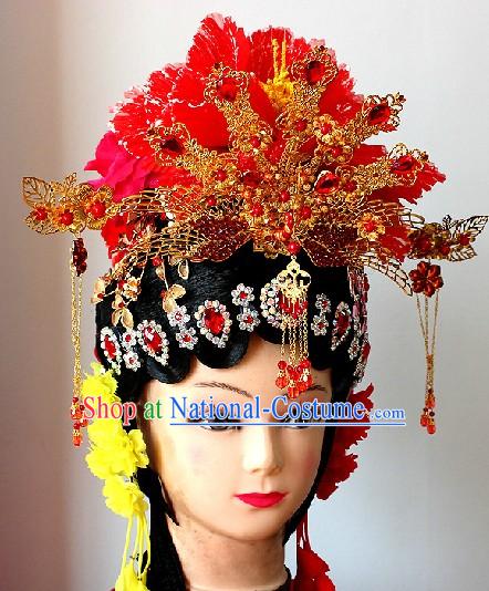 Traditional Chinese Phoenix Coronet Hair Accessories and Long Wig