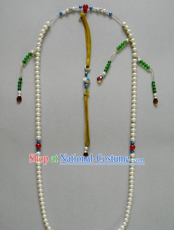 Traditional Chinese Qing Dynasty Official Chaozhu Long Necklace for Emperor