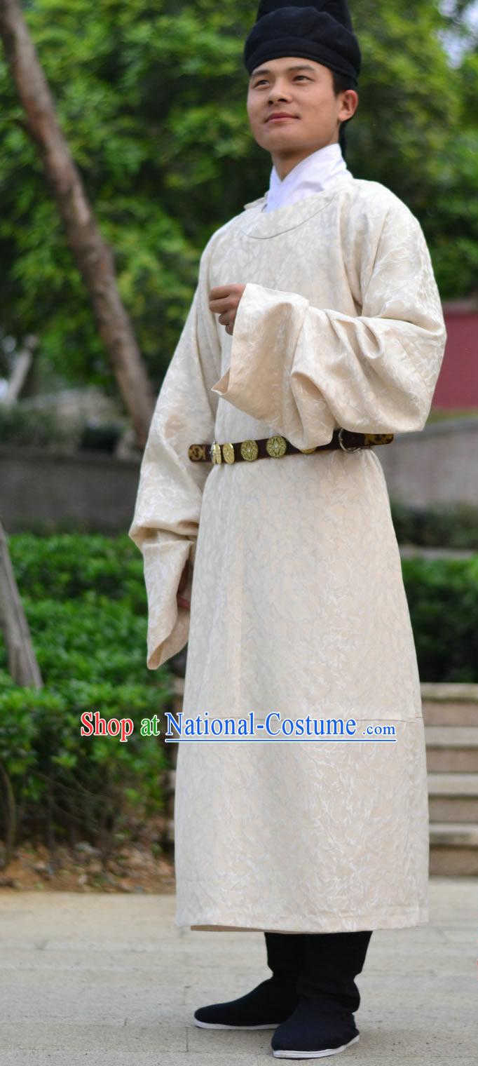 Ancient Chinese Tang Dynasty Clothing Robe Hat and Belt for Men