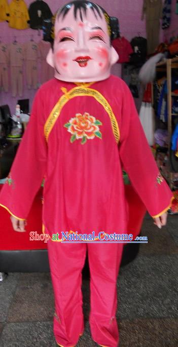 Traditional Chinese New Year Parade Laughing Girl Mask and Costume