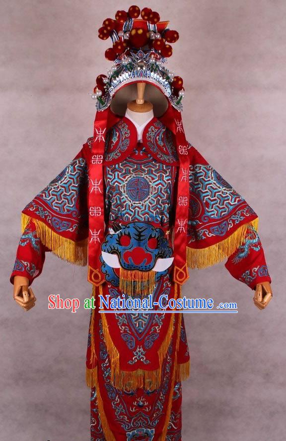 Traditional Chinese Opera Embroidered Armor Costume and Hat for Women