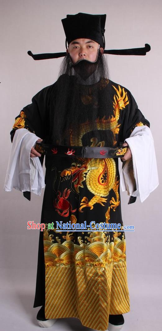 Traditional Chinese Golden Dragon Embroidered Robe for Men