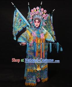 Traditional Chinese Peking Opera Mu Guiying Costumes and Helmet