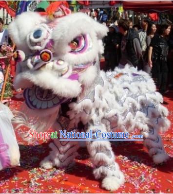 White Classical Competition and Performance Lion Dance Clothes Complete Set