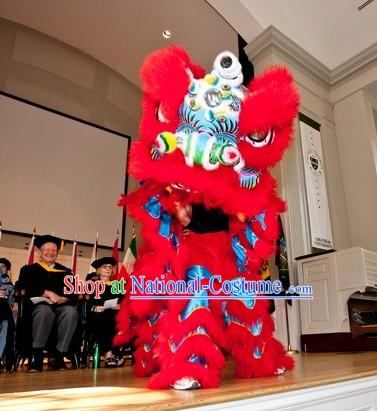 Supreme Blue and Red Ceremony Chinese Lion Dance Costume Complete Set