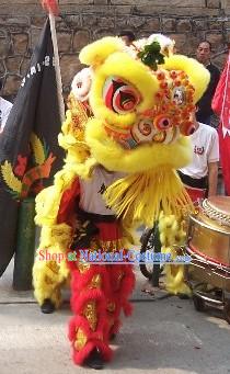 Red and Golden Performance and Parade Lion Dance Costume Complete Set