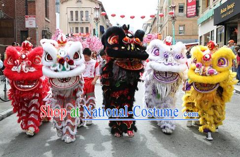 Supreme Chinese Traditional Lion Dance Costume Five Sets