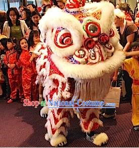 Red and White Chinese Celebration Lion Dance Costumes Two Sets