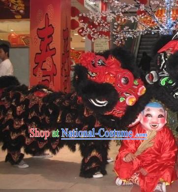 Red and Black Chinese New Year Customs Traditionals Lion Dance Lion Set