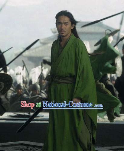 Chinese Qin Dynasty Period Liang Chaowei Tony Leung Chiu Wai Green Han Clothing in Film Hero for Men