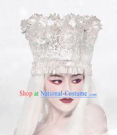 Large Chinese Miao Tribe Silver Hat for Women