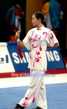 Flower Petal White Kung Fu Competition Contest Clothes for Girls