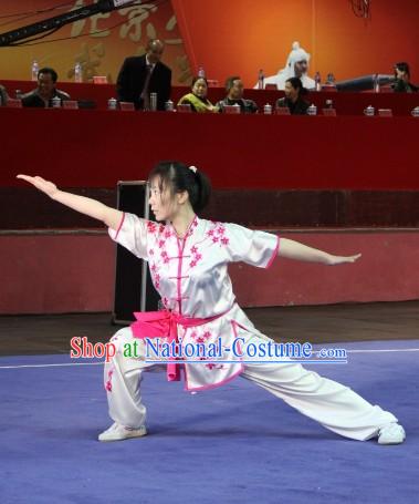 White Silk Plum Blossom Embroidery Martial Arts Suit