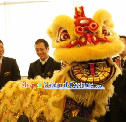 Supreme Golden Wool Grand Opening Lion Dance Costumes Complete Set