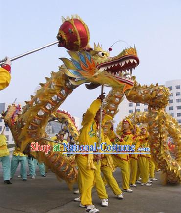 Shinning Golden Lightweight Net Dragon Dancing Costumes for Ten Adults