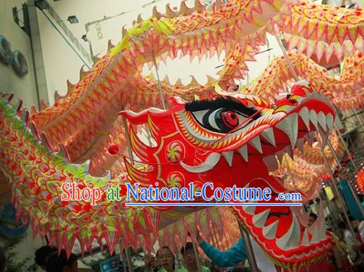 Reflected Color Spring Festival Dragon Dance Head and Body Costume for 15 to 16 People