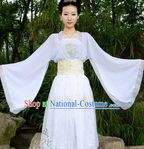 White Ancient Traditional Chinese Fairies Costume for Girls