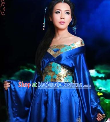 Ancient Chinese Blue Tang Dress for Girls