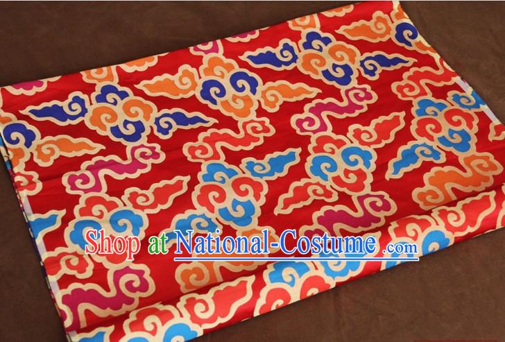 Red Traditional Chinese Cloud Tibetan Fabric