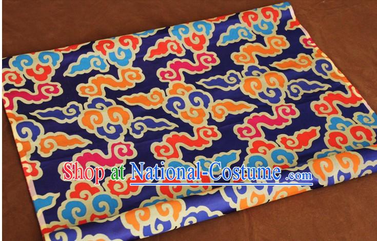 Blue Traditional Chinese Tibetan Fabric