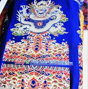 Blue Traditional Chinese Tibetan Dragon Fabric