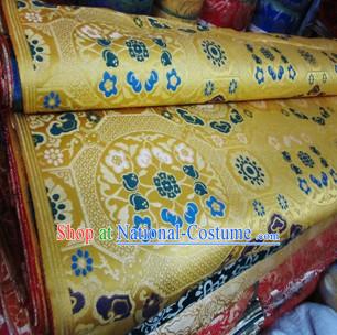 Golden Traditional Chinese Tibetan Clothing Fabric