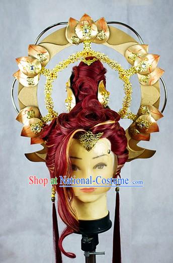 Chinese Classic Stage Performance Wig and Accessories for Men