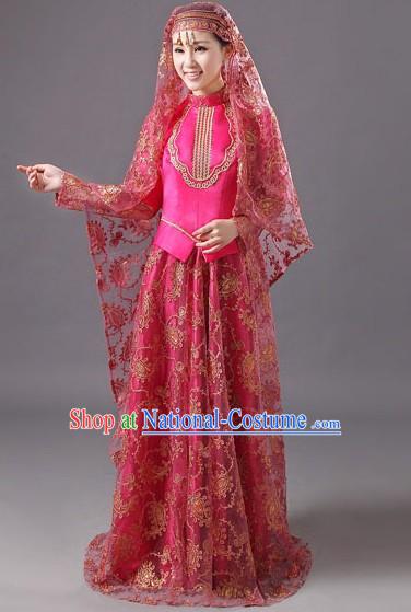 Ancient Chinese Muslim Hui Minority Wedding Dress for Brides