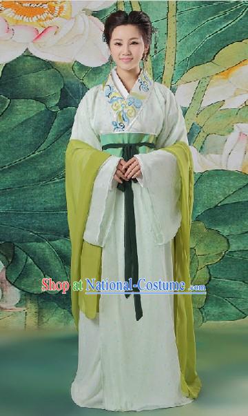 Ancient Chinese Light Green Beauty Clothing Complete Set for Women