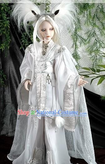 White Ancient Chinese Cosplay Costumes and Feather Accessories for Adults