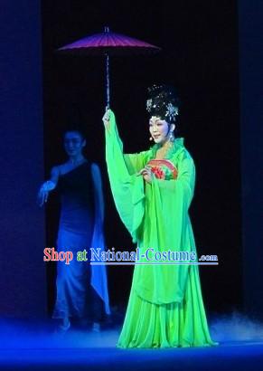 Green China Tang Dynasty Female Clothing and Wig for Women