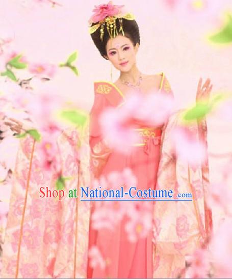 Ancient Chinese Tang Dynasty Imperial Princess Clothing and Hair Accessories Complete Set